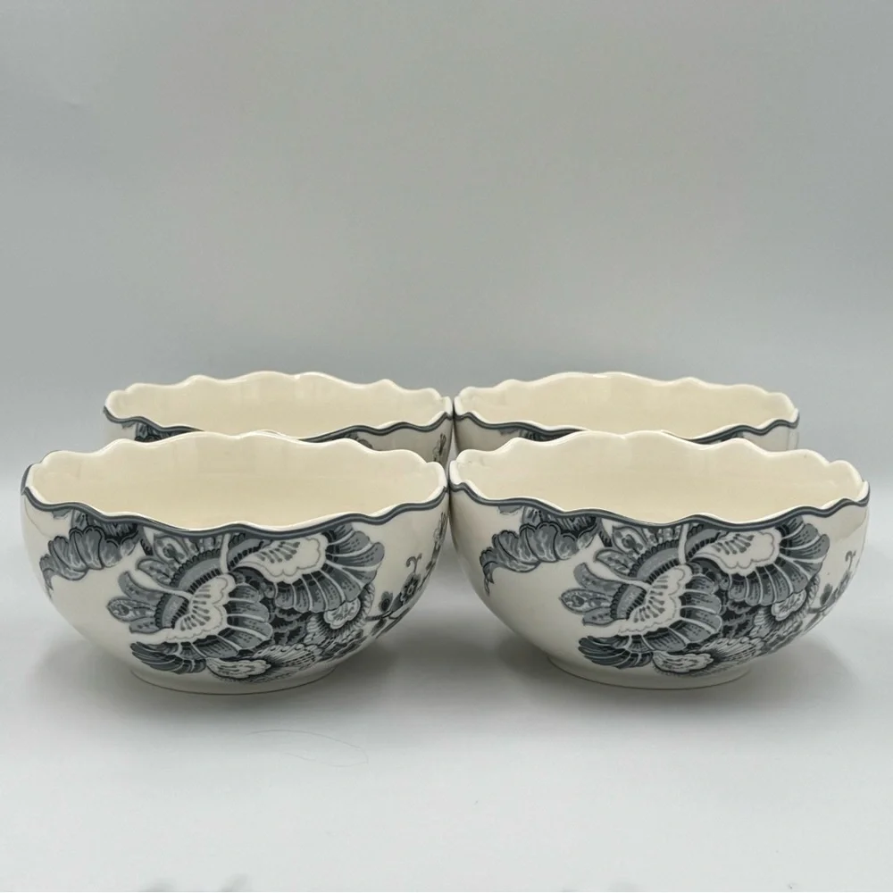 222 Fifth “Gabrielle Grey” Porcelain Soup/cereal Bowls- Set of 4